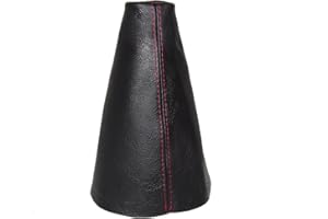 The Tuning-Shop Ltd For Citroen C2 C3 2003-09 Gear Stick Gaiter Black Leather Red Stitching