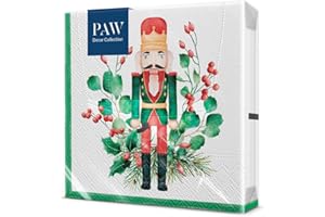 PAW DECOR COLLECTION PAW - Tovaglioli di Carta Natale (33 x 33 cm) I 20 Pezzi I Tovaglioli di Carta Natalizi I 3 Veli I Inverno, Neve, Schiaccianoci I Composition With Nutcracker