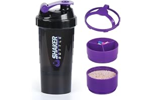 XTKS Eiweiß Shaker,Protein Shaker Flasche mit Mixer,Auslaufsicherer Trinkflasche für Protein Shakes,Tragbarer Shaker Proteinshake mit Aufbewahrung