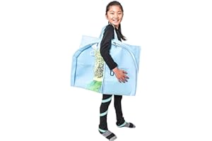 Waterproof Hanging Garment Bag 40 inch Clothes Bag with Gusset, 5 Pockets & Side Zip for Dance Costumes, Sports, Skating, Theatre, Beauty Pageants & More by Kendall Country, Sky Blue