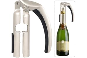 AUTUUCKEE - Apribottiglie per champagne, estrattore di sughero, in sughero, per vino, spumante, da cucina (argento)
