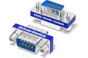 DriverGenius Serial DB9 Gender Changer - 9-Pin RS232 Male - Male Adapter for RS232/Serial Data Transfer (RS232M2M-2A, 2 Pcs/Pack)