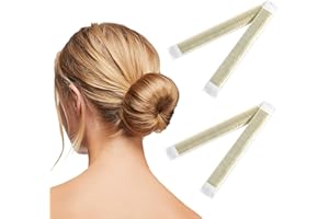 GOLSHINE 2 Pcs Magic Hair Bun Maker,Fast & Easy Donut Bun Maker, French Twist Hair Fold Wrap Snap Band for Girls Women (Beige)