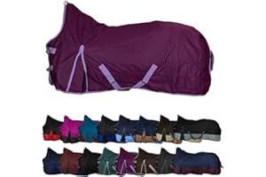 RL24 - Weidedecke High Neck Basicline 600D – Regendecke & Übergangsdecke – wasserdichte Outdoordecke mit Kreuzbegurtung – Pferdedecke in Lila – Größe 135cm (Nylonfutter)