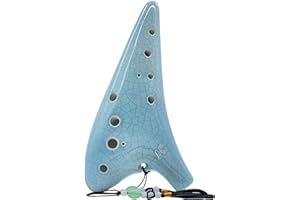 ZETONG Ocarina 12 trous Alto Do avec livret et sac de protection (cyan à motif craquelé)