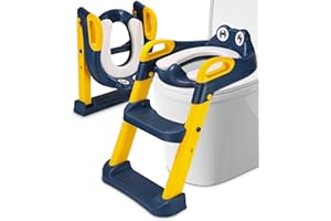 XESPIS Riduttore WC Bambini con Scaletta, Riduttore con Scaletta Water Bambini per Ragazzo e Ragazza, Regolabile e Pieghevole, Adattatore WC Bambini (Blu)