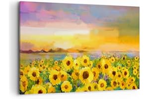 ARTTOR Cuadros Decoracion Salon girasoles flor Lienzos decorativos 120x80cm Cuadro Sobre Lienzo Moderno Dormitorio Cocina Cuadros Pared Imágenes Wall Art Prints Decor Canvas Grande XXL AA120x80-3775