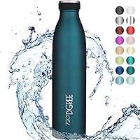720°DGREE Edelstahl Trinkflasche “milkyBottle” - 750ml, 1L - BPA-Frei, Auslaufsicher, Kohlensäure geeignet - Thermosflasche für Sprudel, Sport, Uni, Schule, Fitness, Outdoor, Camping