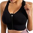 Dress Cici Zip Front Sport Bra Cross Back Medium Support Training Bra Full Coverage Shockproof for Women