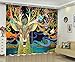 Produktbild Dbtxwd Polyester 3D Vorhänge, drapieren Solide thermische Anti-UV Blumen deer Druck, Kinderzimmer Schlafzimmer Fenster Vorhänge, verschiedene Größen , wide 150x high 166 (wide 75x2)