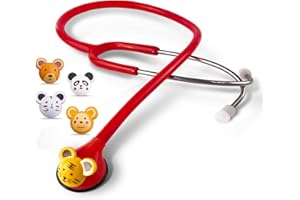 SCIAN dessin animé animal Design stéthoscope pour les cliniciens enfants, stéthoscope multicolore pour les enfants (Red)