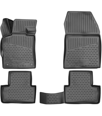 Tapis De Voiture OMAC Sur Mesure Pour Peugeot Expert II (2006-2016) - Caoutchouc TPE, Bord Haut, 3D, Noir