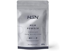 HSN Raw MSM in Polvere | MetilSulfonilmetano | Salute delle Ossa e delle articolazioni | Forma biodisponibile di Polvere di zolfo, Vegan, Senza glutine, Senza lattosio, 500g