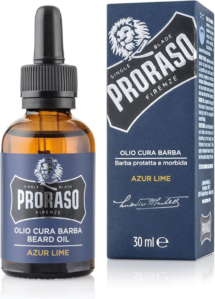 Proraso Beard Oil / Sakal Bakım Yağı Azure Lime, 30 Ml | Macadamia ve Avokado Yağları, Kaşıntıyı Yatıştırır, Odunsu Kireç ve Nane Kokusu Dermatolojik Olarak Test Edildi