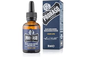 Proraso Huile Barbe Azur Lime, 30 ml, Huile pour barbe parfumée, Adoucit et protège les barbes longues et hirsutes, Fabriqué en Italie