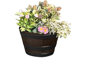 FIXTURES BUSINESS & HOMEWARES Fixtures Half Barrel Cask Planter Medium, Brown 40cm x 27cm