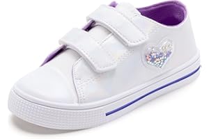 FUNCOO PLUS Boys Trainers Girls Canvas Shoes Easy Fasten Casual Fashion Trainers for Kids Toddler