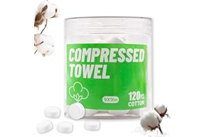 COULEURS Serviettes compressées en Coton compressé jetables Portables pour Voyage, Camping, randonnée, Sport, Salon de beauté, Serviettes ménagères 120 pièces (21,8 x 22,9 cm)