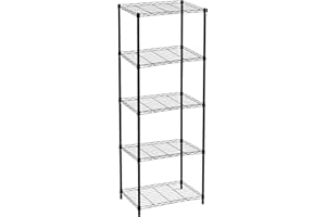 CATTERHOUSE Estantería Metálica con Rejilla Klaus 160-57x35x160 cm Estantería de Almacenaje Color Negro con 5 Baldas Soporta hasta 175 kg