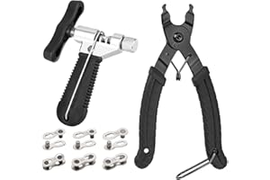 QKURT Bike Link Plier+Chain Breaker Splitter+6 Pairs Bicycle Missing Link, Chain Plier Quick Link Opener Remover Plier for 6/7/8/9/10 Speed Chains Repair | Professional Bike Chain Repair Tool Kit