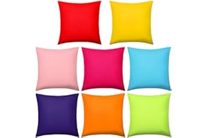 Preboun 8 Pcs Decorative Throw Pillow Covers Mixed Color Throw Pillow Covers Solid Color Square Pillow Cases for Couch Sofa Bedroom Patio Garden Farmhouse Balcony (Fresh Colors,18 x 18 Inch)