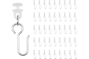 DDHOMIN 45 PCS S Shaped Curtain Track Glider Hooks,45 PCS Plastic Curtain Track Carrier Glide Rollers