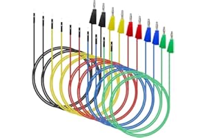 DEWIN Banana Plug to Breadboard, Pack of 10 Colourful P1532 PA Silicone Flexible Silicone Electrical Test Cable Lead for Car Repairs Laboratory Multimeter Tests 11.81 inches