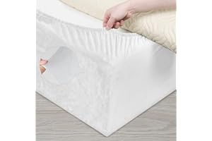 DUJUIKE Mantovana Giroletto Vestiletto Coprirette, Mantovana in velluto riccio per divano letto, Protezione Del Giroletto, Trasforma una base per letto(Queen Bed Width:150-160cm,Bianco)