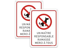 YUNTARDA 2 Pièces Panneau Déjection Canine Interdite-Un Maître Responsable Ramasse 250x180mm- Métal en Aluminium-Revêtement réfléchissant et Résistant aux UV