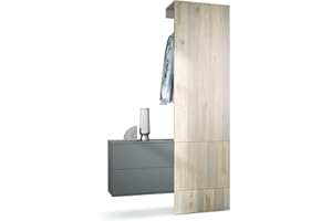 Vladon Carlton Hallway Set 2, Set per Il corridoio con 1 Pannello Appendiabiti, 1 cassettiera, Antracite Opaco/Quercia nordica (105 x 193 x 35 cm)