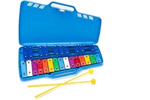 CeleMoon 25 Notes Colorful Glockenspiel, Metal Keys Xylophone - Musical Drum Percussion Instrument Educational Music Learning for Beginners & Music Lovers, Blue