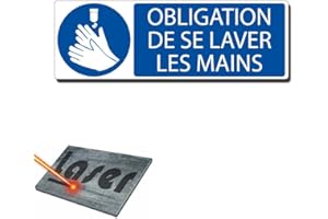 MYGOODPRICE Plaque gravée autocollante 30x10cm "Obligation de se laver les mains" fond bleu