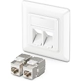 deleyCON 1 x RJ45 Network Socket Recessed 10 Gbit/s Keystone (1 x Network Socket + 2 x Keystone) RJ45 Cat6a &ndash; for CAT6 CAT7 G
