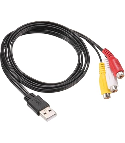 USB naar 3RCA kabel, USB Mannelijk naar 3 RCA Mannelijke Jack Splitter Audio Video AV Samengestelde Adapter Koord Kabel (USB M/3RCA F