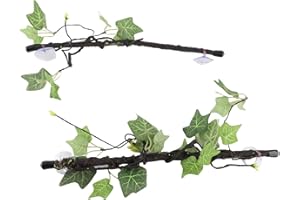 Fockety Ramo d'angolo Rettile, 2 Pezzi plastica Durevole Imitazione Pieghevole Giungla rampicante Ventosa Design terrario Decorazione vegetale per Anfibio Lucertola Serpente Geco Drago Barbuto Gabbia