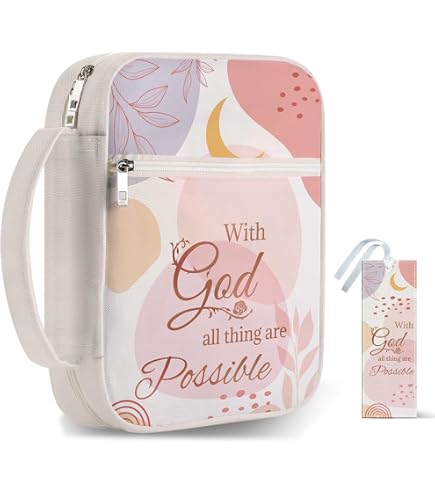 Portabibbia Con Maniglia Custodia Bibbia MoKo Per Donne - Borsa Con Cerniera Metallica, Maniglia, Design Ispiratore Beige Custodia Bibbia Donna Cerniera Metallica - 8