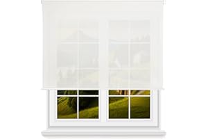 WELL HOME MOBILIARIO & DECORACIÓN Estor Enrollable Translúcido Liso - Blanco Roto, 130 x 175cm (Ancho x Largo)/Tamaño de la Tela 127 x 170cm