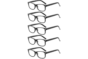 Suertree Läsglasögon 5-pack lätt läsare gångjärn ögonutseende glasögon läshjälp för kvinnor män 9809 svart +4,0