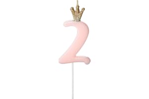 ‎LIBETUI Geburtstagskerze 2 Zahlenkerze 2 Kerze 2. Geburtstag Mädchen 2 Jahre Torte Kuchendeko Topper Geburtstagskuchen Kerze Zahl 2 Rosa Gold