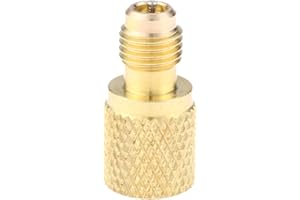 AUPOKO R134A Brass Adapter Fitting, 1/4" SAE Male to 1/2" ACME Female Acme Refrigerant Tank Adapterr with Valve Core, Fits for AC Refrigerant System