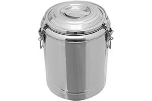 WANWANPER Warmhaltebehälter, 20/40L Eimer aus rostfreiem Stahl, Kaltgetränkespender Dispenser Isolierter Eimer aus Edelstahl, Speisenwärmer Thermo Kaltbehälter mit Deckel, Silber (20L, ohne Wasserhahn)