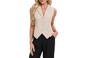MINTLIMIT Women Waistcoats Vest Notch Laplel Sleeveless Blazer Button Down Gilet Front Lined Suit Vest Vintage Casual Front Lined
