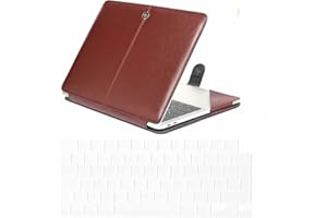 Se7enline Compatible avec MacBook Air 13,6" M4 A3240 2025-2022, étui en cuir synthétique de qualité supérieure avec protège-clavier transparent et coins résistants aux chocs – Marron expresso