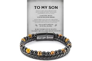 Armband herr läder med tigerögonpärlor – flätat läderarmband män med magnetisk stängning, inspirerande gåva från mamma och pappa till son, smyckesgåvor till födelsedag för män