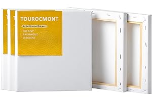 TOUROCMONT Keilrahmen 5er Set Leinwand 20x20 cm aus 100% Baumwolle 380 g/m² Leinwand Set Maltuch zum Malen