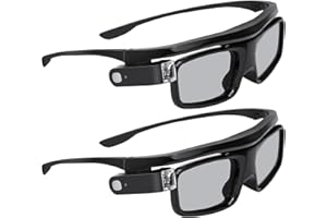 NexiGo DLP-Link 3D Glasses, Rechargeable 3D Active Shutter Glasses Compatible with Aurora, Aurora Pro (Black - Pack of 2)