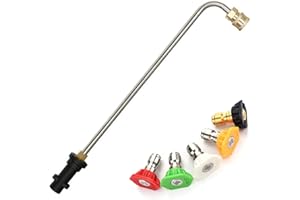 SSEHCWAN Pressure Washer Lance Extension Wand, 15.4" Spray Attachment Lance Wand Extension for Karcher K2 K3 K4 K5 K6 K7, 5 Spray Nozzles, 90° Curved Rods