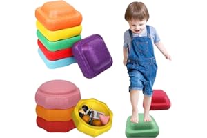 Homemari Stepping Stones Kids, Balance Board Kids, Obstacle Course Kids, Rainbow Crossing River Stones, Beam Game Sensory Play Outdoor Indoor, Stackable Non-Slip, Exercise Balance & Coordination