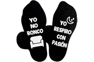 Leikedun Calcetines Divertidos con Mensaje en Español Yo no ronco, yo respiro con pasión - Antideslizantes - Negro - Regalo Original para Hombres, Cumpleaños, Navidad, Día del Padre