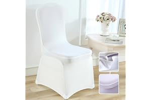 Herrselsam 10 Stück weiße Stuhlhusse, universelle Stuhlhussen, Moderne Stretch Stuhlbezüge, abnehmbar und waschbar, pflegeleicht, langlebig, geeignet für Party, Hochzeit, Feier, Bankett